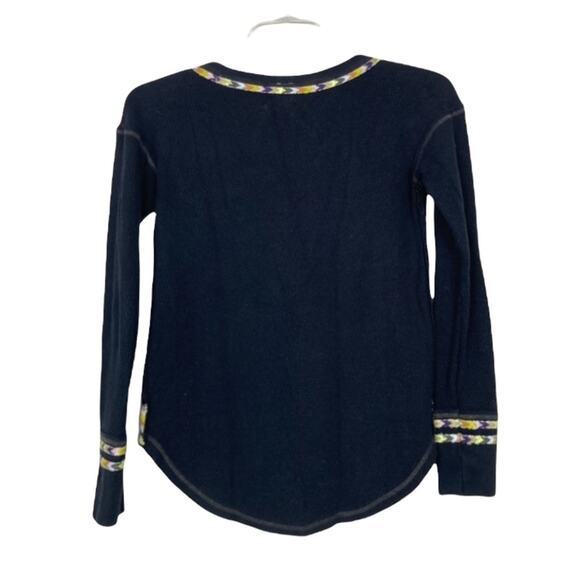 Free People We The Free Black Thermal Henley Sz S - Picture 4 of 7